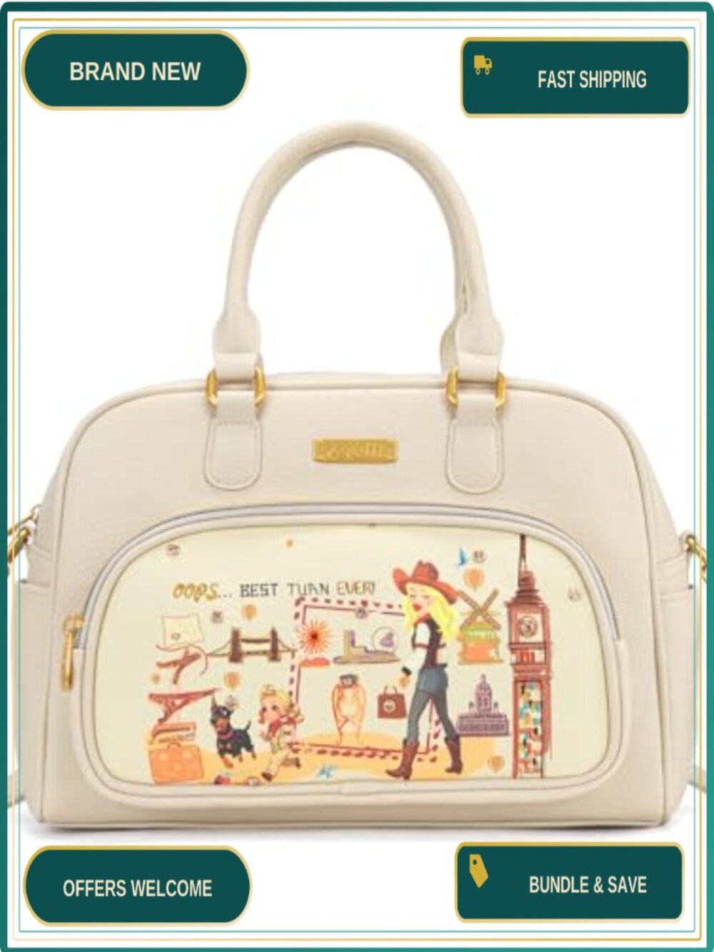 Venetti PU Leather Satchel Handbag Top-Handle Crossbody Purse with Strap